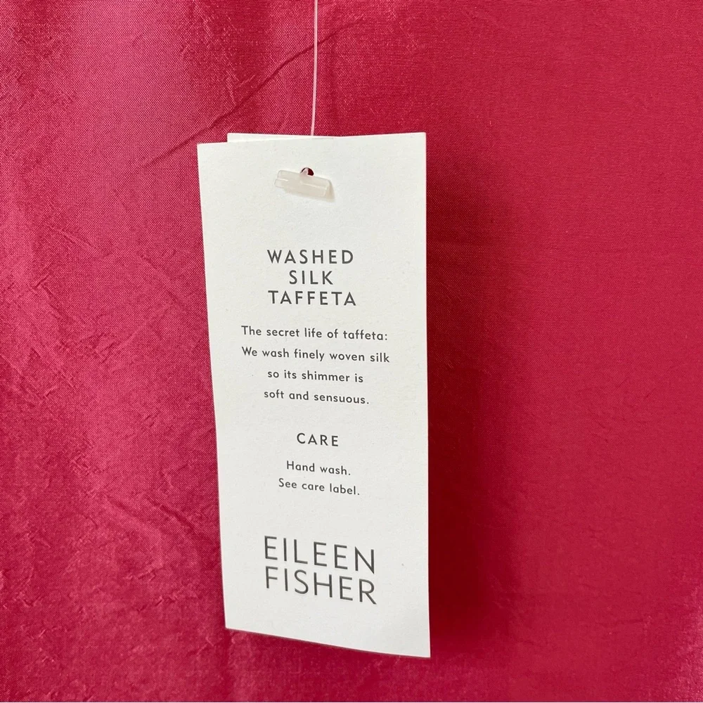 Eileen Fisher Washed Silk Taffeta Scoop Neck Shell Rose Size XL Luxury Colorful